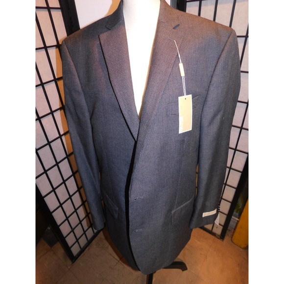 NEW MICHAEL KORS Men's Kels1 Plaid Two-button Sport Jacket 44L Black White